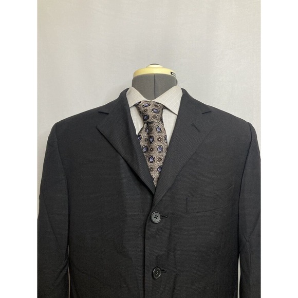 TALLIA Other - Tallia Mens Sport Coat Blazer Suit Jacket 42R 46" Black 4 Button Wool Super 100s